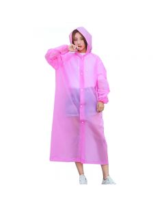 Outdoor Waterproof Raincoat Poncho Reusable Plastic Adult Rain Coat for Camping - Pink
