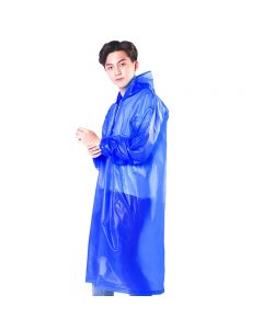Outdoor Waterproof Raincoat Poncho Reusable Plastic Adult Rain Coat for Camping - Blue