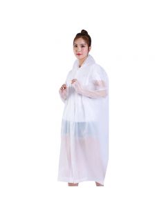 Outdoor Waterproof Raincoat Poncho Reusable Plastic Adult Rain Coat for Camping - White