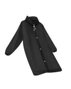 Outdoor Waterproof Raincoat Poncho Reusable Plastic Adult Rain Coat for Camping - Black