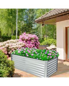 Rectangular Metal Raised Garden Bed with Open Bottom for Indoor Outdoor