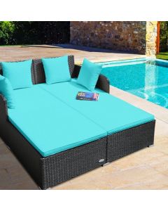 Rattan Garden 2 Seater Daybed Furniture Set with Cushions
