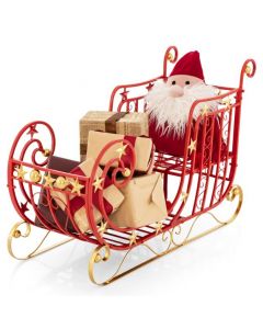 Red Santa Sleigh with Large Cargo Area for Gifts and Golden Stars