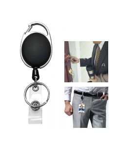 Retractable Badge Reel with Carabiner Belt Clip and Key Ring