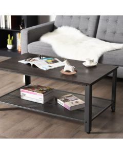 Retro Styled Coffee Table with Mesh Shelf Grey