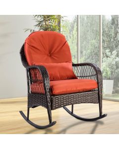 Costway Rattan Rocking Chair with Cushions