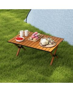 Folding Aluminum Picnic Table Roll-Up Camping Table with Carry Bag