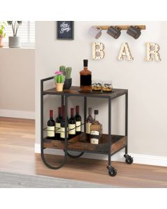 Rolling Buffet Serving Bar Cart with Removable Wine Rack