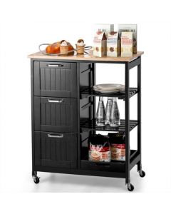Rolling Kitchen Island Cart with Storage Drawer and Tray