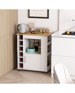 Rolling Kitchen Island with Storage and Towel Rack