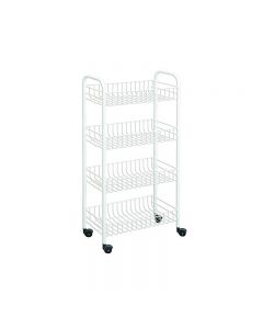 4 Tier Metal Rolling Utility Cart with Casters Storage Shelf Rack with Baskets and Wheels 72cm High