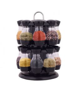 16 Jar Rotating Spice Rack Carousel Kitchen Storage Holder Revolving Herbs Stand