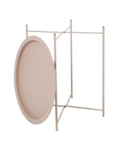 Folding Side Table Round Metal Tray Top Portable Coffee Table Night Stand - Pink
