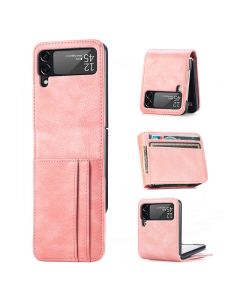 PU Leather Case with Card Slot for Samsung Galaxy Z Flip 3 5G - Pink