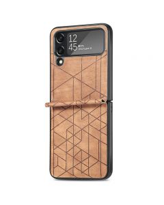 Anti-scratch Anti-skid Soft Edge Soft PU Leather Case for Samsung Galaxy Z Flip 4 5G - Brown