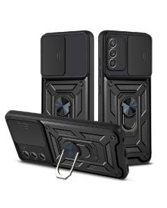 Armor Holder Shockproof Case Protective Phone Cover for Samsung Galaxy S21 Plus - Black