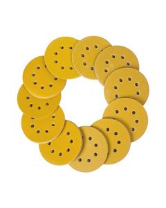 100pcs 125mm Sanding Discs Mixed Grit 8 Hole 5 Inch Round Sanding Discs Pads for Random Orbital Sander - Yellow
