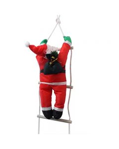 120 cm Christmas Santa Claus Climbing On Rope Ladder Figure Home Ornament for Xmas Holiday Decor