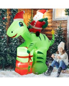 247 CM Lighted Santa Claus Dinosaur Decoration with Gift Boxes