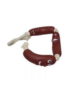 3 pieces Sausage Rope for Dogs Pets Fetch Teething Fun Playtime Puppy Toy