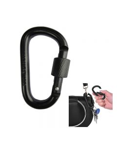 Carabiner Aluminum Screw Locking Spring Clip Hook Outdoor D Shaped Keychain Buckle - Black