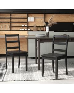 Set of 2 Dining Chairs with Solid Rubber Wood Legs and Non-slip Food Pads