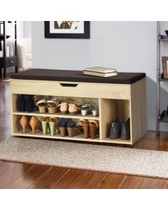 Shoe Bench with Hidden Compartment and Open Shelves