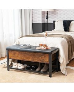 Shoe Bench with Hidden Compartment and Mesh Shelf