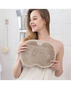 Silicone Shower Foot Scrubber Pad Back Brush Massager Pad Cleaning Tools - Brown