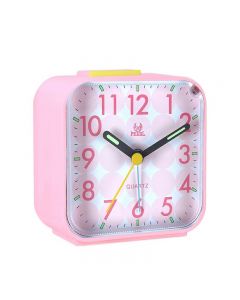 Silent Alarm Clock No Ticking Large Display Analogue Clocks with Snooze and Night Light - Pink