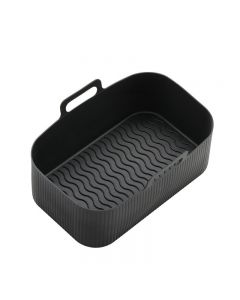 2PCS Silicone Pots Kitchen BBQ Plate Heating Baking Pan Fit For NINJA Air Fryer - Black