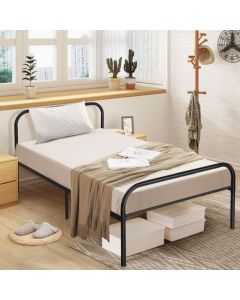 Single Metal Bed Frame with Headboard Footboard and Underbed Storage Space