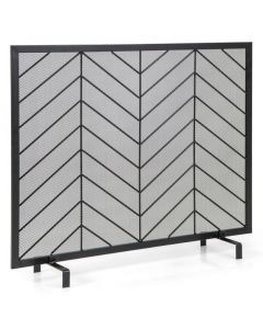 Single Panel Fireplace Screen with Detachable Support Feet and Metal Fame