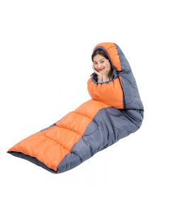 Winter Lightweight Sleeping Bag Outdoor Use for Hiking and Camping - 1300g Orange+Grey