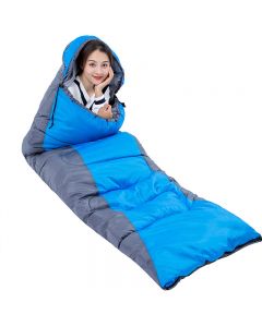 Winter Lightweight Sleeping Bag Outdoor Use for Hiking and Camping - 2400g Blue+Grey