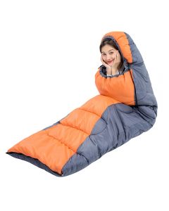 Winter Lightweight Sleeping Bag Outdoor Use for Hiking and Camping - 2400g Orange+Grey