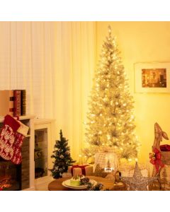 Slim Hinged Pencil Christmas Tree with Tinsel Leaves