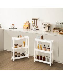 2 Pack 3-Tier Slim Kitchen Storage Cart with Wheels