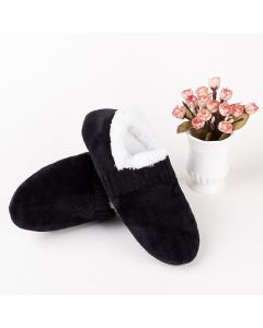 Super Soft Warm Cozy Fuzzy Soft Touch Slippers Thermal Socks for Home Spa Hotel - Black