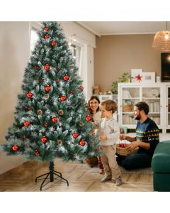 180cm Snow Flocked Christmas Tree with Pine Cone and Red Berry