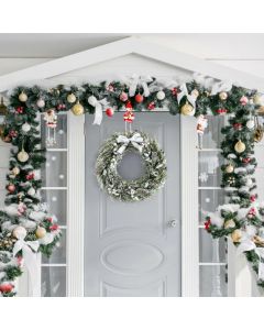 60CM Snow Flocked Christmas Wreath with Pine Cones and Berries