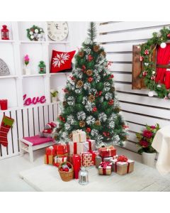 4FT Snowy Christmas Tree with Pine Cones and Berry Cluster