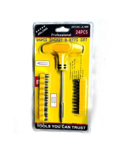 24 pcs socket and bits set with T Screwdriver Handle