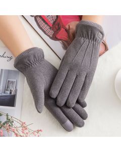 Women Winter Warm Touch Screen Gloves Soft Fleece Lined Elastic Cuff Gloves - Grey
