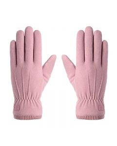 Women Winter Warm Touch Screen Gloves Soft Fleece Lined Elastic Cuff Gloves - Pink