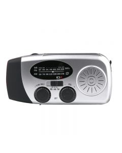 Hand Crank Dynamo Wind Up Solar Portable AM FM WB Radio Emergency Light Power Bank 2000mah - Silver