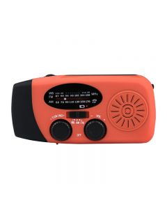 Hand Crank Dynamo Wind Up Solar Portable AM FM WB Radio Emergency Light Power Bank 2000mah - Orange