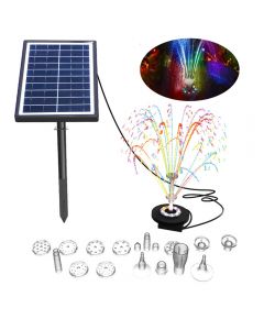 7W Solar Powered Fountain Coloured LED Water Pump with 11 Nozzles for Garden
