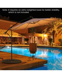 303 CM Solar-Powered Patio Offset Umbrella with 112 LED Lights