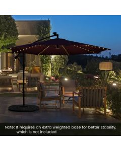 303 CM Solar-Powered Patio Offset Umbrella with 112 LED Lights Navy